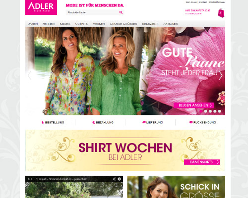 So sieht die Webseite von ADLER aus So sieht die Webseite von ADLER aus
