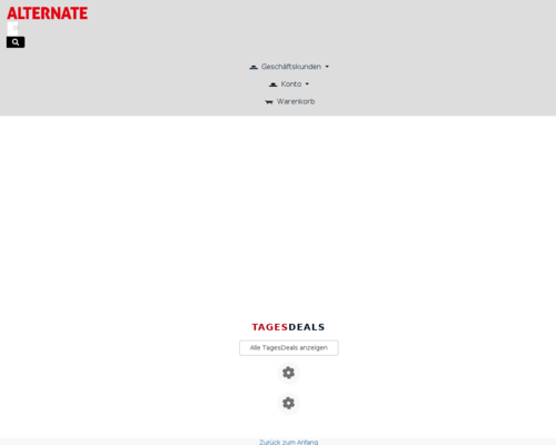 So sieht die Webseite von ALTERNATE aus