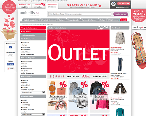 So sieht die Webseite von Ambellis aus So sieht die Webseite von Ambellis aus