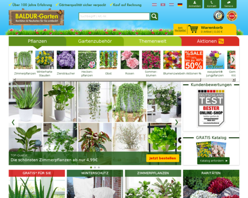 So sieht die Webseite von Baldur-Garten aus