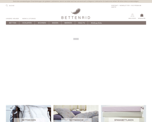 So sieht die Webseite von BETTENRID aus So sieht die Webseite von BETTENRID aus