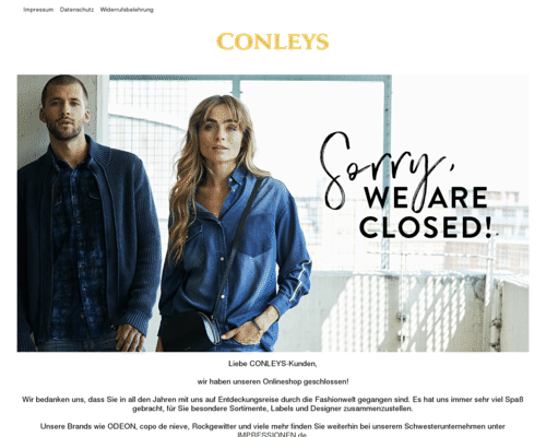 So sieht die Webseite von CONLEYS aus So sieht die Webseite von CONLEYS aus