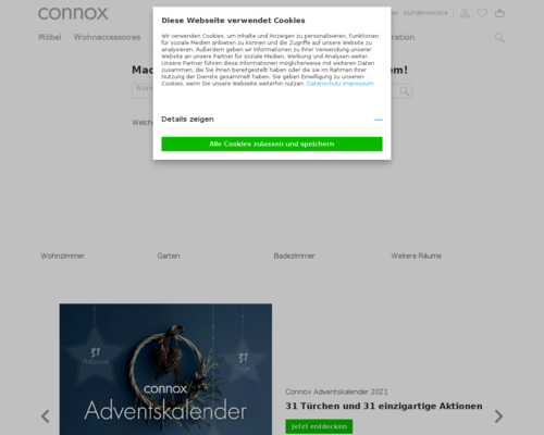 So sieht die Webseite von Connox aus