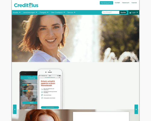 So sieht die Webseite von CreditPlus aus So sieht die Webseite von CreditPlus aus