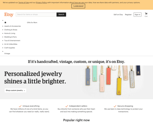 So sieht die Webseite von Dawanda aus So sieht die Webseite von Dawanda aus