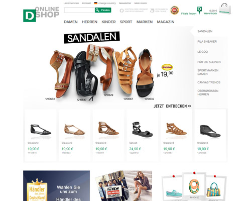 So sieht die Webseite von Deichmann aus