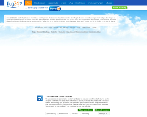 So sieht die Webseite von Flug24 aus So sieht die Webseite von Flug24 aus
