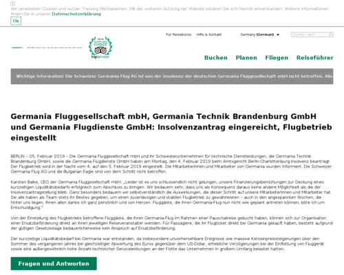 So sieht die Webseite von germania aus So sieht die Webseite von germania aus