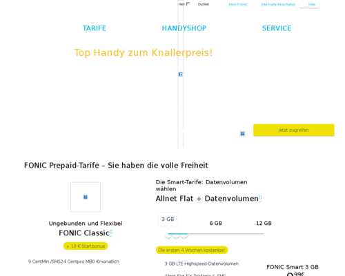So sieht die Webseite von Fonic aus So sieht die Webseite von Fonic aus