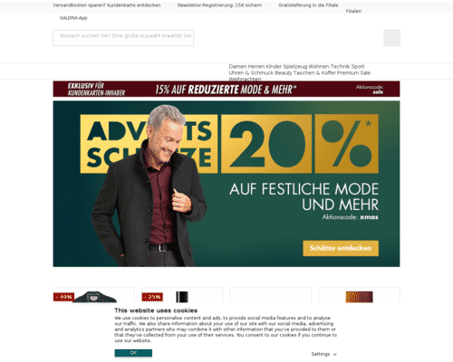 So sieht die Webseite von Galeria Kaufhof aus So sieht die Webseite von Galeria Kaufhof aus