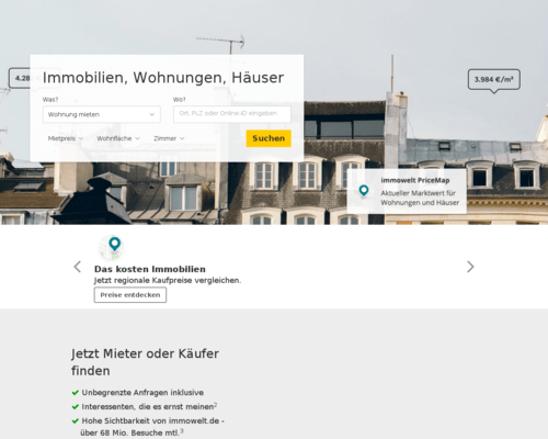 So sieht die Webseite von Immowelt aus So sieht die Webseite von Immowelt aus