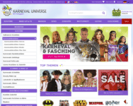 Webseite von Karneval-Universe zum Karneval-Universe Gutschein einlösen