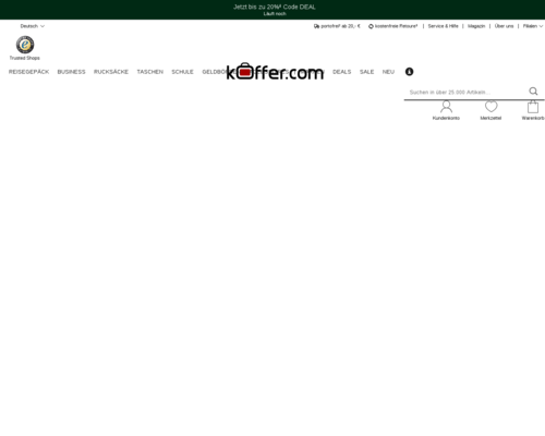 So sieht die Webseite von Koffer Arena aus So sieht die Webseite von Koffer Arena aus