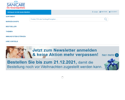 So sieht die Webseite von SANICARE aus