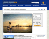 Webseite von Singapore Airlines zum Singapore Airlines Gutschein einlösen
