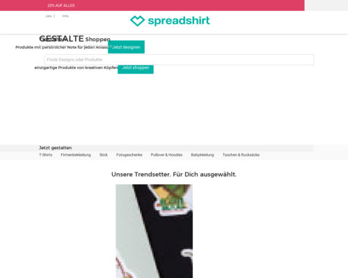 So sieht die Webseite von Spreadshirt aus