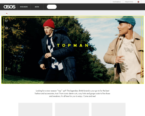 So sieht die Webseite von TOPMAN aus