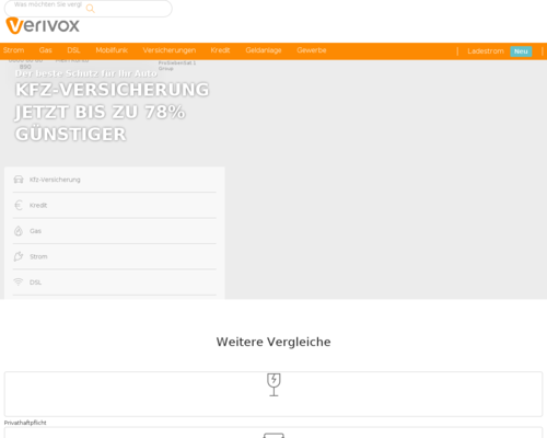 So sieht die Webseite von Verivox aus