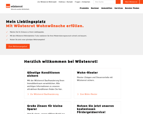 So sieht die Webseite von Wüstenrot aus So sieht die Webseite von Wüstenrot aus