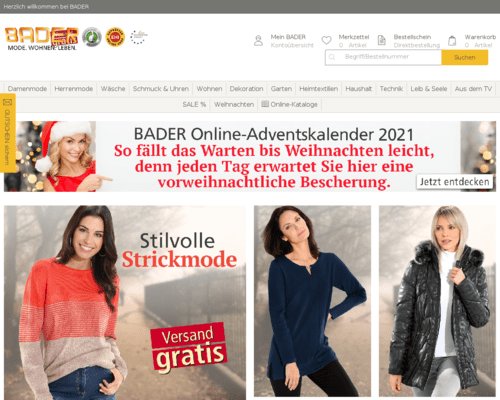So sieht die Webseite von Bader aus So sieht die Webseite von Bader aus