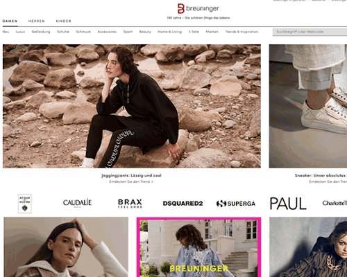 So sieht die Webseite von Breuninger aus So sieht die Webseite von Breuninger aus