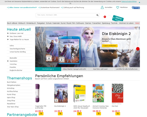 So sieht die Webseite von bücher.de aus So sieht die Webseite von bücher.de aus