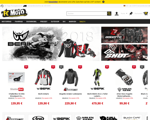 So sieht die Webseite von FC Moto aus