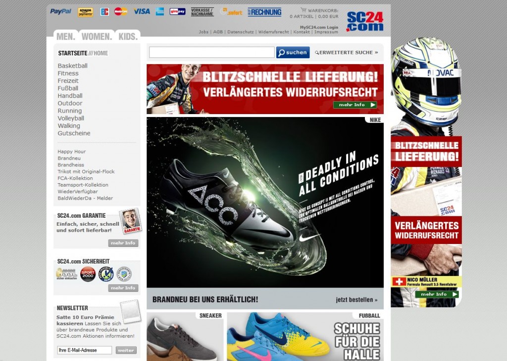 Einer der größten Sport-Shops in Deutschland: SC24.com