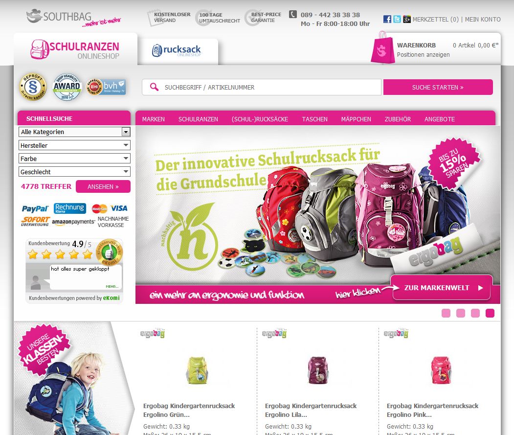 Der Schulranzen Onlineshop bietet alle erdenklichen Schulranzen Varianten in allen möglich Farben zum Kauf an