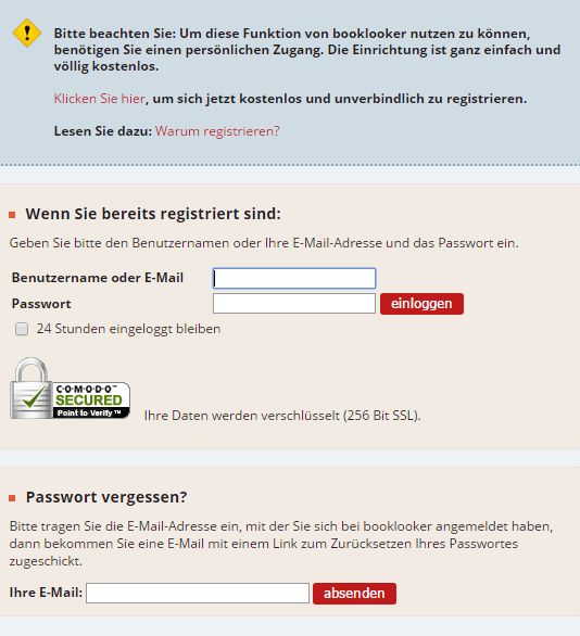 Booklooker Registrierung