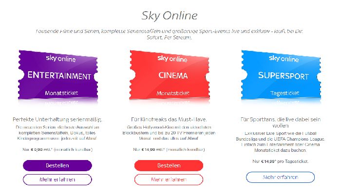 Sky Online Pakete