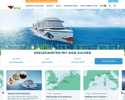 So sieht die Webseite von AIDA aus
