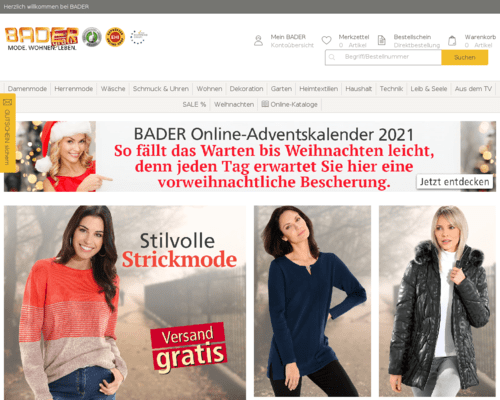 So sieht die Webseite von Bader aus So sieht die Webseite von Bader aus