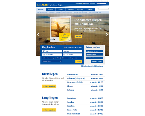 So sieht die Webseite von Condor aus So sieht die Webseite von Condor aus