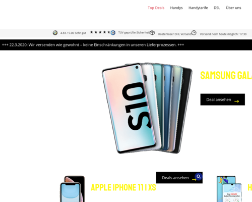 So sieht die Webseite von Sparhandy aus
