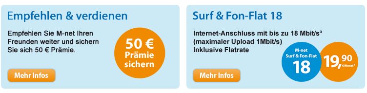 Empfehlen und Verdienen mit der Surf & Fon Flat 18 von M-Net