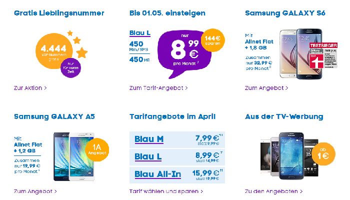 Blau Aktionen
