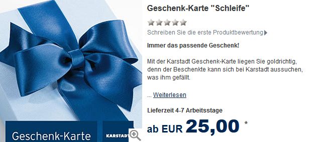 Die Karstadt Geschenk-Karte zum verschenken