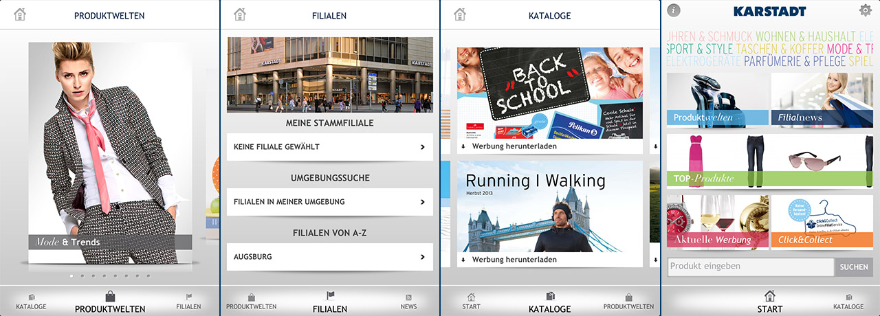 4 Seiten von der Karstadt App