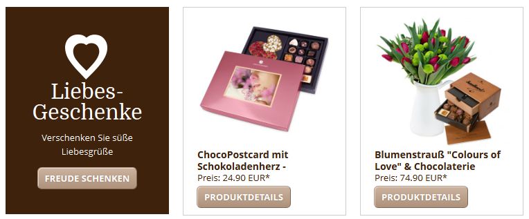 Liebesgeschenke von Chocolissimo