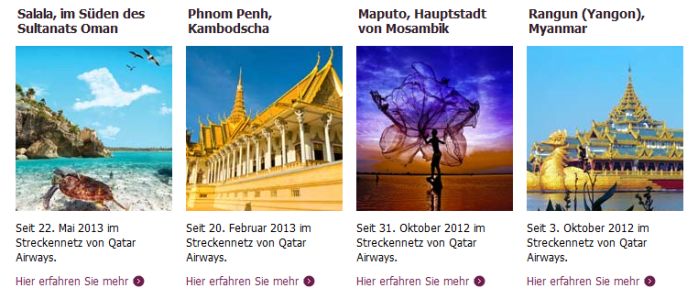 Qatar Airways Destinationen