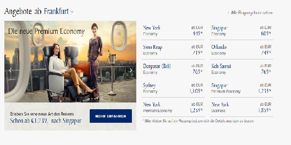 Singapore Air Angebote